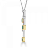 18ct White & Yellow Gold Statement Emerald Diamond Luxe Double Strand Necklace