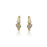 18ct Yellow Gold Diamond Pear and Round Hoop Earrings 0.40ct