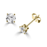 18ct Yellow Gold Diamond Solitaire Four Claw Stud Earrings 0.64ct