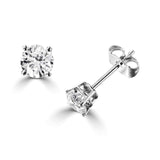 18ct White Gold Diamond Solitaire Four Claw Stud Earrings 0.20ct