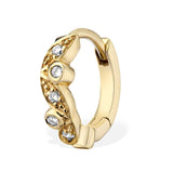 18ct Yellow Gold Diamond Mini Floral Hoop Earring 0.06ct