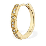 18ct Yellow Gold Diamond Deco Hoop Earrings 0.10ct