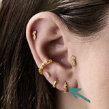 18ct Yellow Gold Diamond Mini Floral Hoop Earring 0.06ct