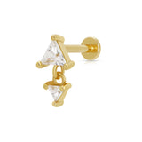 Scream Pretty Diamond Drop Flat Back Single Stud Earring Gold Plated
