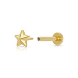 Scream Pretty Faceted Star Flat Back Single Stud Earring Gold Plated