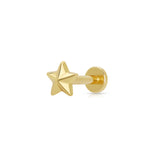 Scream Pretty Faceted Star Flat Back Single Stud Earring Gold Plated