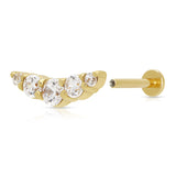 Scream Pretty Helix Curve Sparkling Flat Back Single Stud Earring Gold Plated