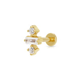 Scream Pretty Jessica Baguette Flat Back Single Stud Earring Gold Plated