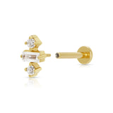 Scream Pretty Jessica Baguette Flat Back Single Stud Earring Gold Plated