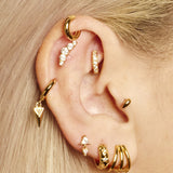 Scream Pretty Helix Curve Sparkling Flat Back Single Stud Earring Gold Plated