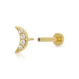 Scream Pretty Sparkling Moon Flat Back Single Stud Earring Gold Plated
