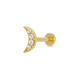 Scream Pretty Sparkling Moon Flat Back Single Stud Earring Gold Plated