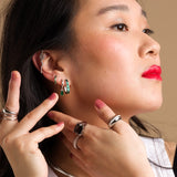 Scream Pretty Baguette Green Charm Hoop Earrings
