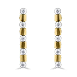 18ct Gold Diamond Contrast Two Tone Drop Earrings