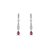 18ct White Gold Ruby Diamond Bijou Kite Drop Earrings