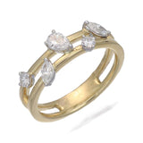 18ct Yellow Gold Diamond Two Strand Dress Ring