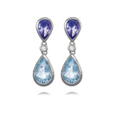 18ct White Gold Aquamarine Tanzanite Duo Drop Earrings