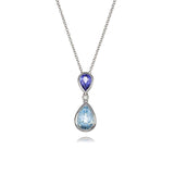 18ct White Gold Aquamarine Tanzanite Duo Necklace