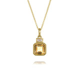 18ct Yellow Gold Citrine Diamond Octagonal Necklace 0.15ct