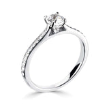 Platinum Diamond Solitaire Round Brilliant Cut Sparkle Shoulder Ring 0.50ct