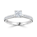 Platinum Diamond Solitaire Round Brilliant Cut Sparkle Shoulder Ring 0.50ct