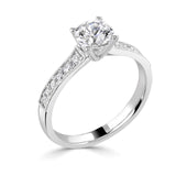 Platinum Diamond Solitaire Round Brilliant Cut Vintage Shoulder Ring 0.81ct