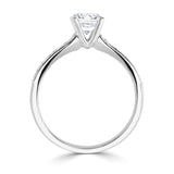 Platinum Diamond Solitaire Round Brilliant Cut Vintage Shoulder Ring 0.81ct