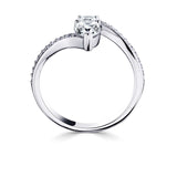 Platinum Diamond Pear Shape Toi Et Moi Two Stone Sparkle Shoulder Ring 1.08ct