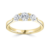 18ct Yellow Gold Diamond Trilogy Round Brilliant Cut Ring 0.55ct