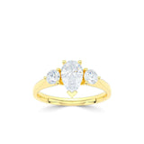18ct Yellow Gold Natural Yellow Diamond Pear Shape Trilogy Ring