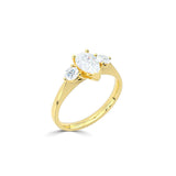 18ct Yellow Gold Natural Yellow Diamond Pear Shape Trilogy Ring