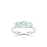9ct White Gold Diamond Round Brilliant Cut Trilogy Ring 0.77ct