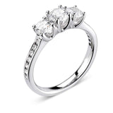 Platinum Diamond Trilogy Brilliant Cut Sparkle Shoulder Ring 1.19ct