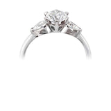 Platinum Diamond Brilliant Cut Pear Shape Trilogy Ring 1.02ct