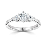 Platinum Diamond Brilliant Cut Pear Shape Trilogy Ring 1.02ct