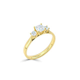 18ct Yellow Gold Enhanced Green Diamond Trilogy Ring