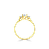 18ct Yellow Gold Enhanced Green Diamond Trilogy Ring