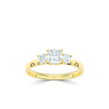 18ct Yellow Gold Enhanced Green Diamond Trilogy Ring