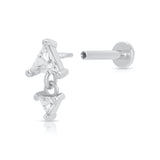 Scream Pretty Diamond Drop Flat Back Single Stud Earring