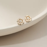 Yorkshire Rose 9ct Yellow Gold Original Design Diamond Stud Earrings