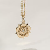 Yorkshire Rose 9ct Yellow Gold Original Design Large Diamond Pendant