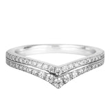 18ct White Gold Diamond Double Row V Shaped Wedding Ring