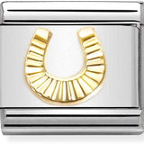 Nomination Classic Gold Diamond Cut Horseshoe Charm