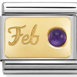 Nomination Classic Gold February Birthstone Amethyst Charm