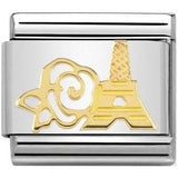 Nomination Classic Gold Eiffel Tower with Rose Charm