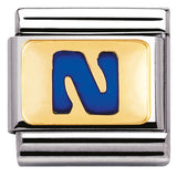 Nomination Classic Gold Enamel Blue Initial Charm SALE