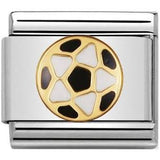 Nomination Classic Gold Enamel Black & White Football Charm