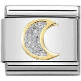 Nomination Classic Gold Glitter Enamel Silver Moon Charm