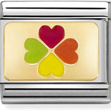 Nomination Classic Gold Rainbow Enamel Four Leaf Clover Charm SALE