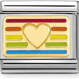 Nomination Classic Gold Rainbow Enamel Heart Charm SALE